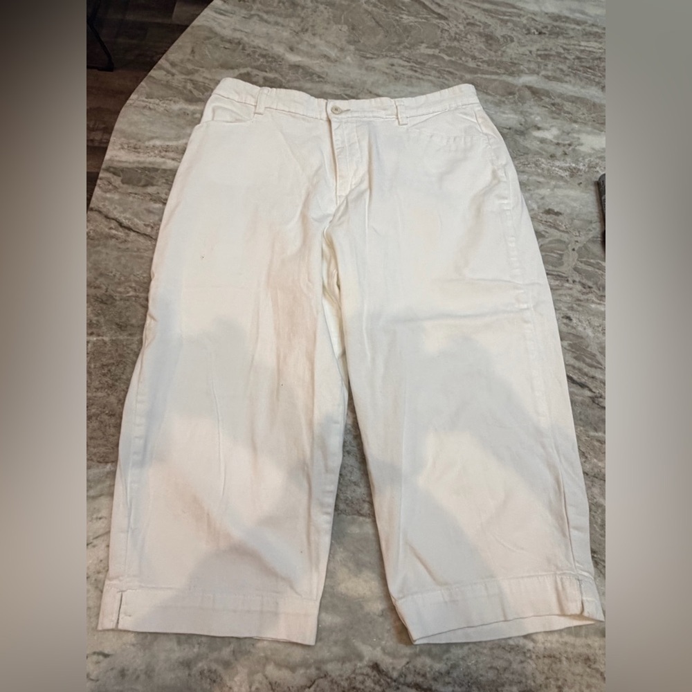 Lee At the Waist Women’s 14 Medium White Crop Pants Stretch